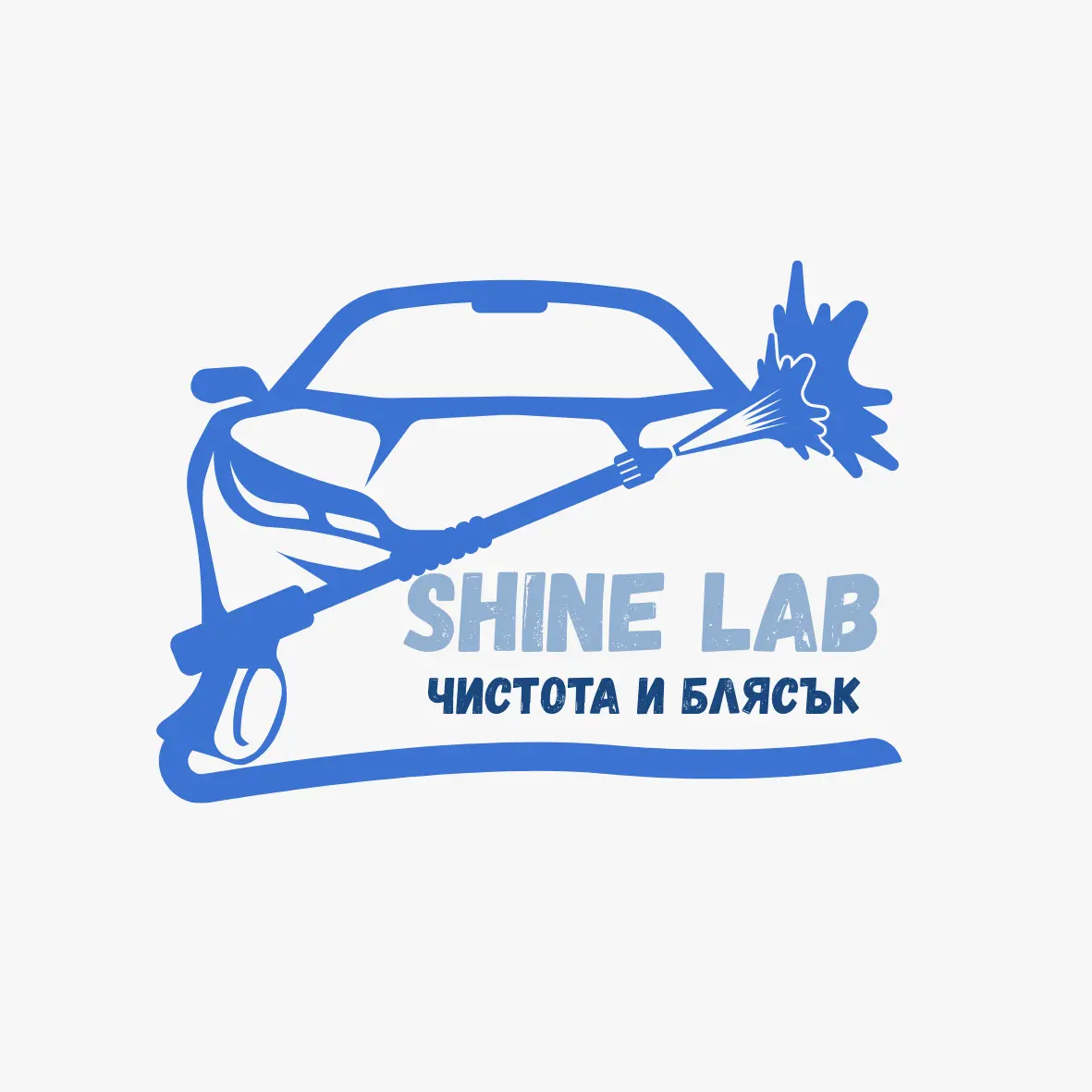 лого изработка от Studio ELSCAPE - бял фон - син автомобил