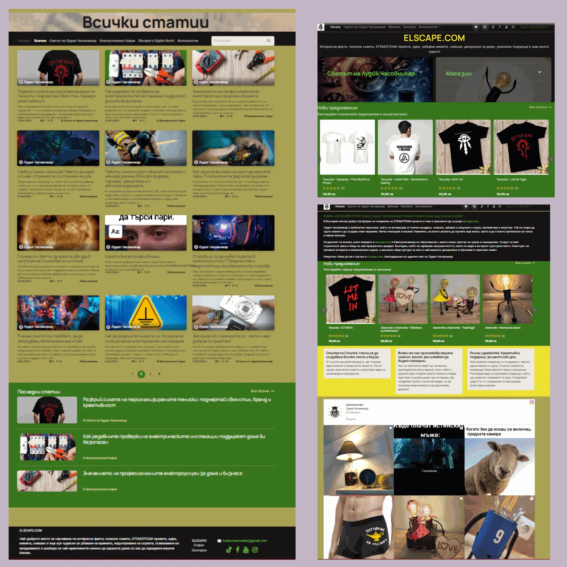 уебсайт от Studio ELSCAPE - представени няколко сайта с блог и онлайн магазин за електронна търговия